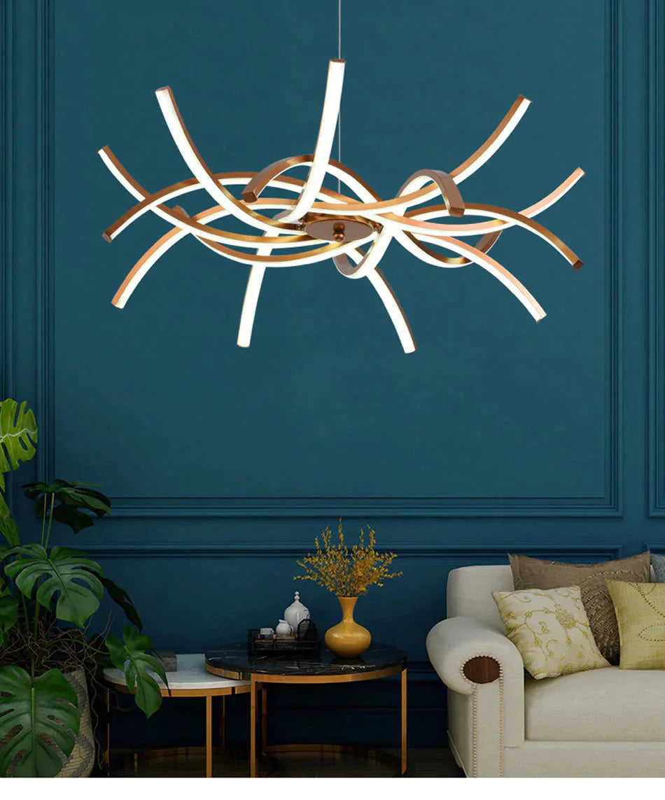 Simple Led Pendant Lights Gold Lamp For Living Room Lustre