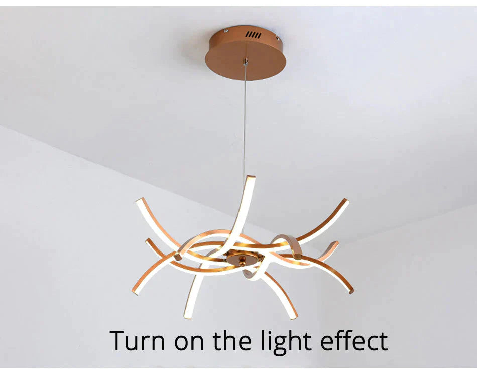 Simple Led Pendant Lights Gold Lamp For Living Room Lustre
