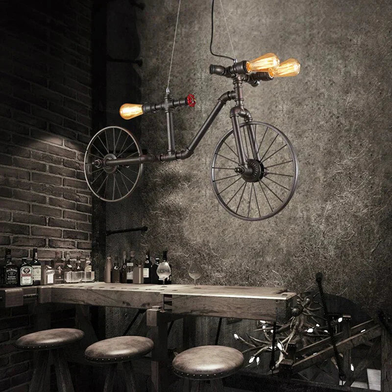 Creative Retro Bicycle Chandelier Industrial Wind Iron Art Craft Light Restaurant/Bar/Cafe
