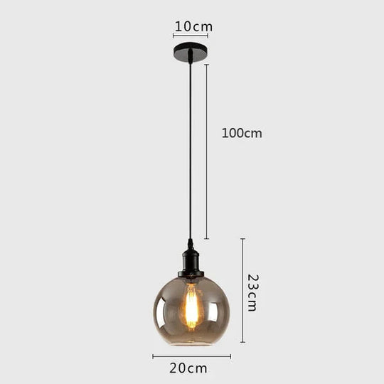 Vintage Industrial Pendant Light Retro Gray Glass Lamp For Bar Stair Dining Room E27 Edison