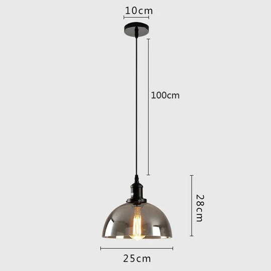 Vintage Industrial Pendant Light Retro Gray Glass Lamp For Bar Stair Dining Room E27 Edison