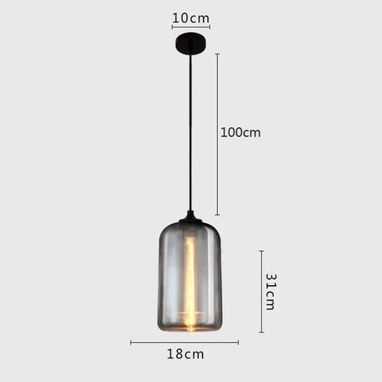Vintage Industrial Pendant Light Retro Gray Glass Lamp For Bar Stair Dining Room E27 Edison