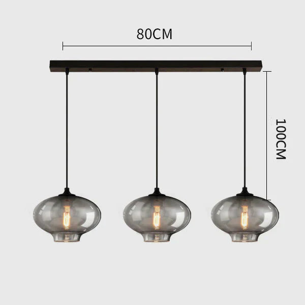 Vintage Industrial Pendant Light Retro Gray Glass Lamp For Bar Stair Dining Room E27 Edison