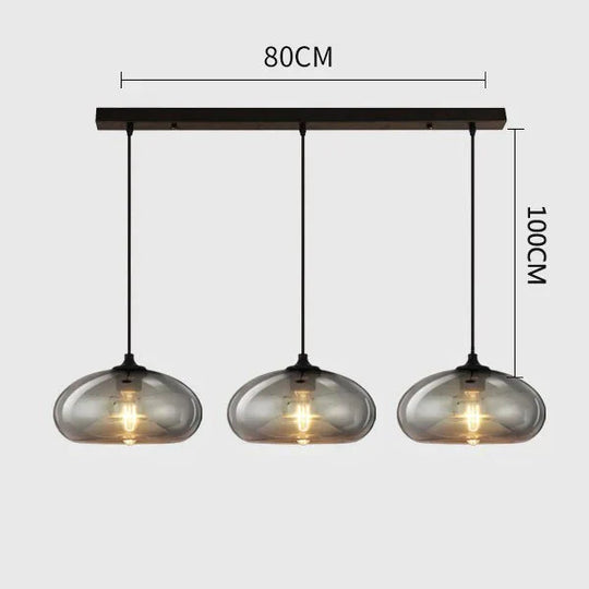 Vintage Industrial Pendant Light Retro Gray Glass Lamp For Bar Stair Dining Room E27 Edison