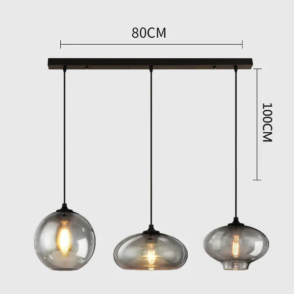 Vintage Industrial Pendant Light Retro Gray Glass Lamp For Bar Stair Dining Room E27 Edison