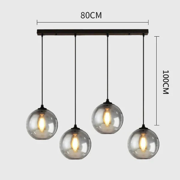 Vintage Industrial Pendant Light Retro Gray Glass Lamp For Bar Stair Dining Room E27 Edison