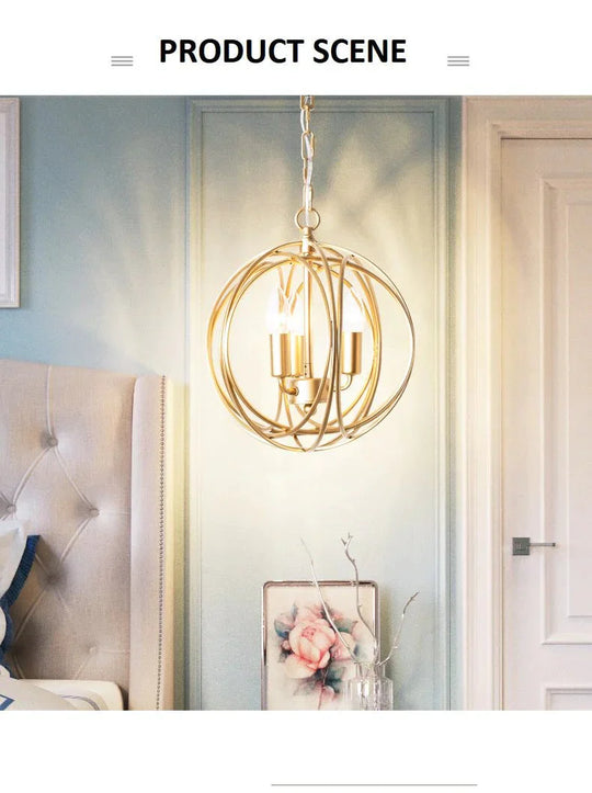 American Hall Pendant Lights Nordic Country Round Restaurant Lamp Simple Modern Bedroom Study Room