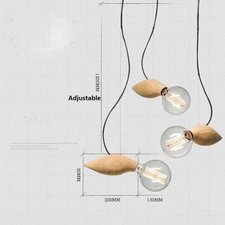Wood Kitchen Pendant Light Lustre Modern Nordic Living Dining Room Luminaire Loft Hanging Fixture