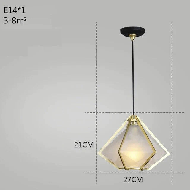 Post Modern Glass Pendant Light Hanging Nordic Living Room Walk In Closet Gold Lamp Suspension