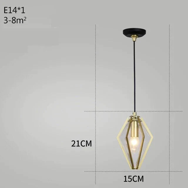 Post Modern Glass Pendant Light Hanging Nordic Living Room Walk In Closet Gold Lamp Suspension