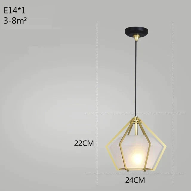 Post Modern Glass Pendant Light Hanging Nordic Living Room Walk In Closet Gold Lamp Suspension