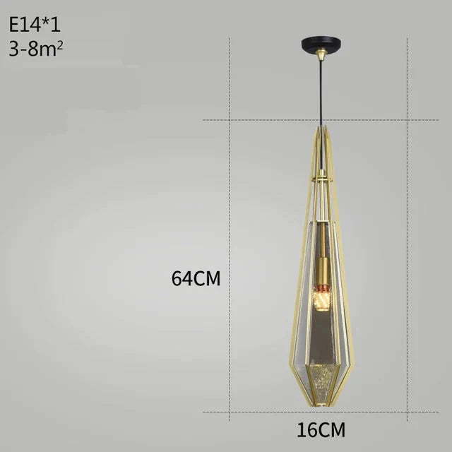 Post Modern Glass Pendant Light Hanging Nordic Living Room Walk In Closet Gold Lamp Suspension