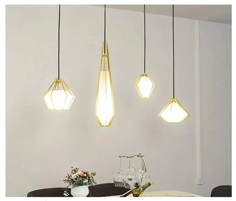 Post Modern Glass Pendant Light Hanging Nordic Living Room Walk In Closet Gold Lamp Suspension