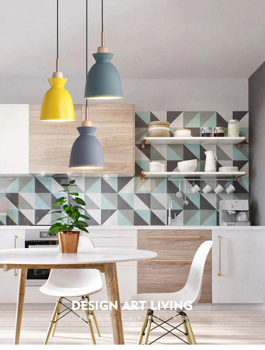 Pack Of 3 Dining Room Pendant Lamp Lights Macaroon Colorful Led Modern Hanglamp For Kitchen Island
