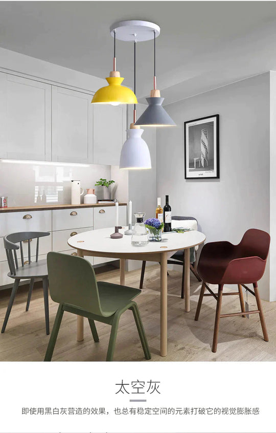 Pack Of 3 Dining Room Pendant Lamp Lights Macaroon Colorful Led Modern Hanglamp For Kitchen Island
