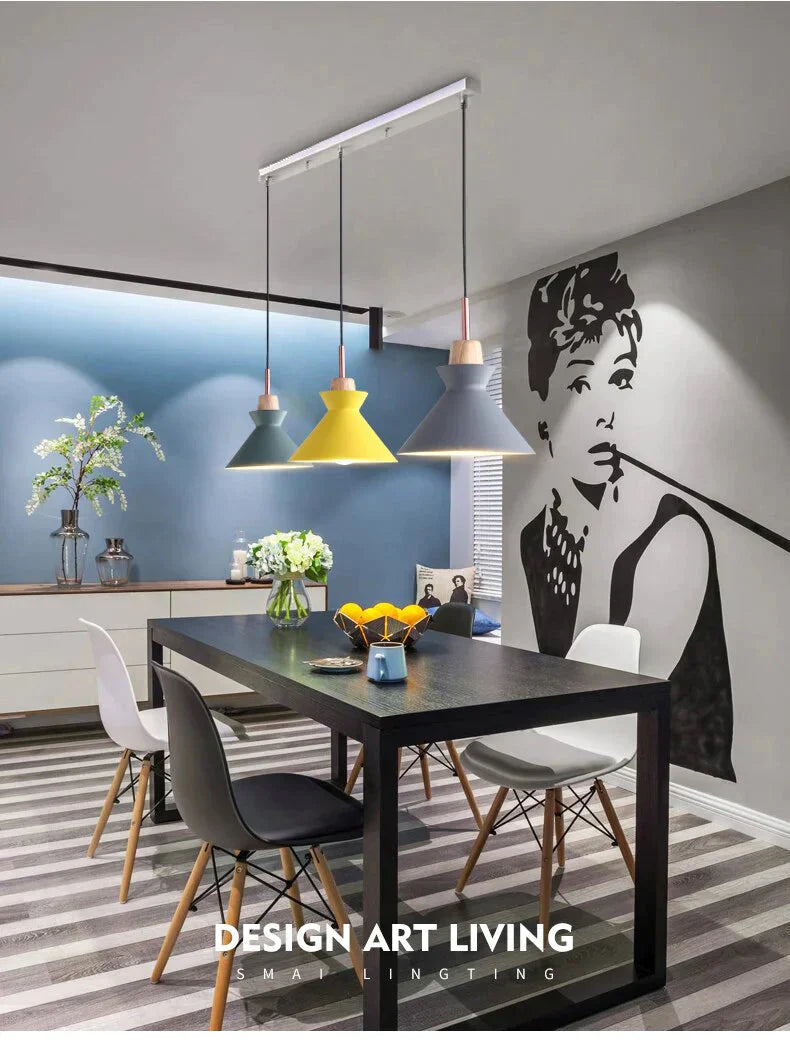 Pack Of 3 Dining Room Pendant Lamp Lights Macaroon Colorful Led Modern Hanglamp For Kitchen Island