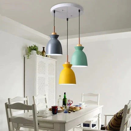 Pack Of 3 Dining Room Pendant Lamp Lights Macaroon Colorful Led Modern Hanglamp For Kitchen Island