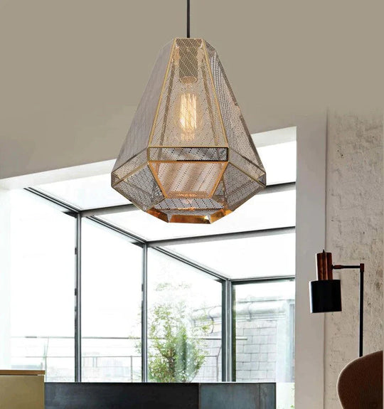 Post Modern Pendant Light Stainless Steel Diamond Shape Kitchen Hanging Lamp Loft Hanglamp Living