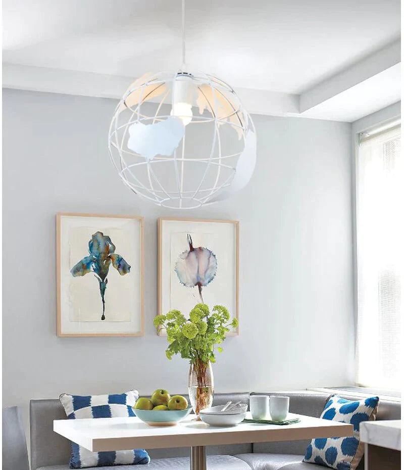 Pendant Light Black/White Creative E27 Bulbs Earth Iron Lamp Edison Bulb For Kitchen Dining Room