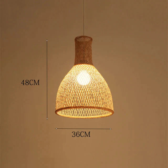 Vintage Bamboo Art Pendant Lights Wood Wicker Chinese Lamp Suspension Home Indoor Dining Room