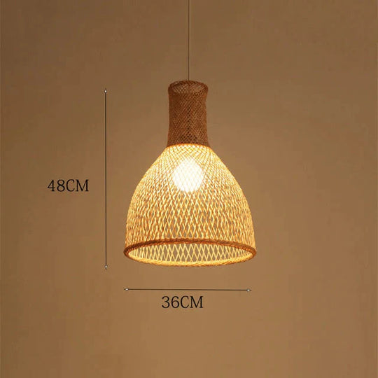 Vintage Bamboo Art Pendant Lights Wood Wicker Chinese Lamp Suspension Home Indoor Dining Room