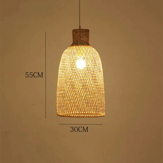 Vintage Bamboo Art Pendant Lights Wood Wicker Chinese Lamp Suspension Home Indoor Dining Room