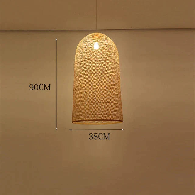 Vintage Bamboo Art Pendant Lights Wood Wicker Chinese Lamp Suspension Home Indoor Dining Room