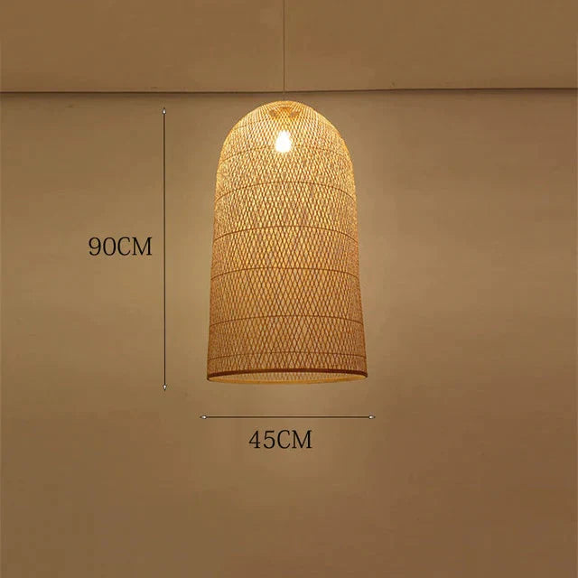 Vintage Bamboo Art Pendant Lights Wood Wicker Chinese Lamp Suspension Home Indoor Dining Room