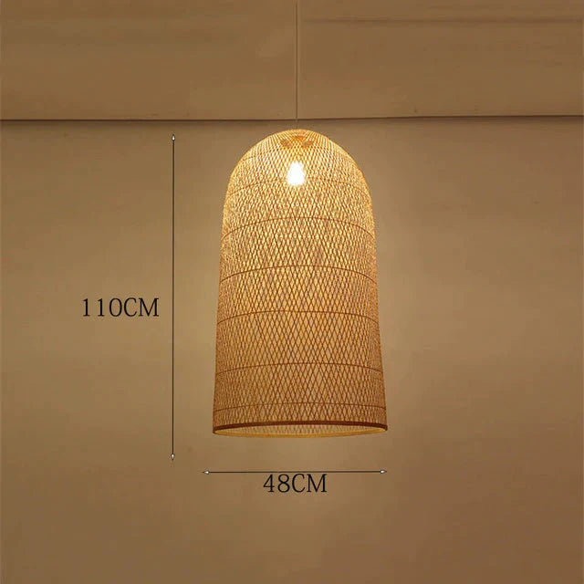 Vintage Bamboo Art Pendant Lights Wood Wicker Chinese Lamp Suspension Home Indoor Dining Room