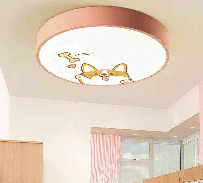 Led Ceiling Lamp Cartoon Kids Boy Girls’ Room Round Multicolor 18W Surface Mounted Lighting Fixtures