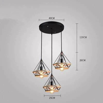 American Retro Pendant Lights Creative Diamond Hemp Rope Iron Lamps For Clothing Shop Bar