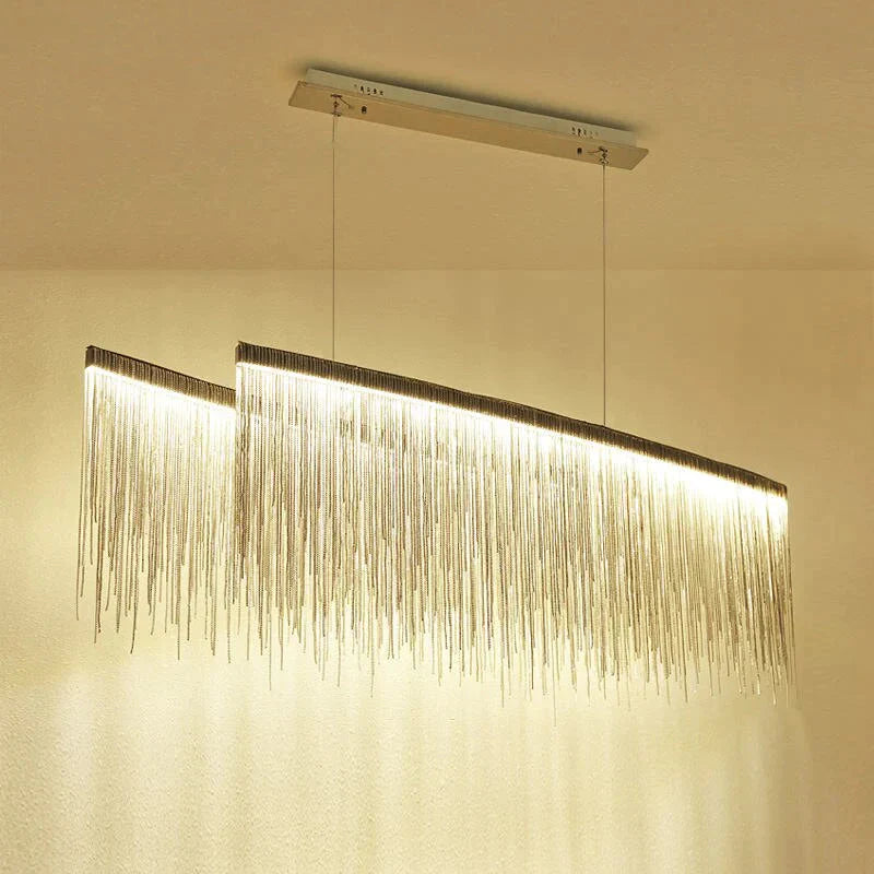 Italian Design Tassel Chain Pendant Light For Living Room Bedroom Dining Indoor Home Silver/Rose