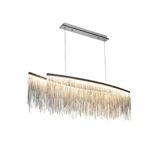 Italian Design Tassel Chain Pendant Light For Living Room Bedroom Dining Indoor Home Silver/Rose