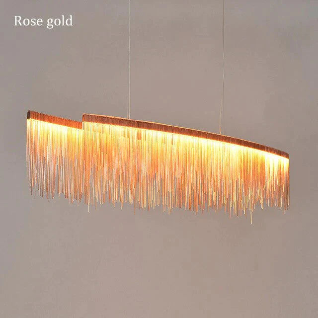 Italian Design Tassel Chain Pendant Light For Living Room Bedroom Dining Indoor Home Silver/Rose
