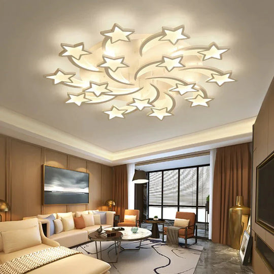 Iralan Modern Led Chandelier Art Deco Room Indoor Lamp White Star For Living Dining Bedroom Kid’s