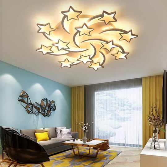 Iralan Modern Led Chandelier Art Deco Room Indoor Lamp White Star For Living Dining Bedroom Kid’s