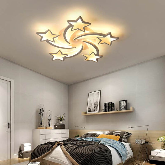 Iralan Modern Led Chandelier Art Deco Room Indoor Lamp White Star For Living Dining Bedroom Kid’s