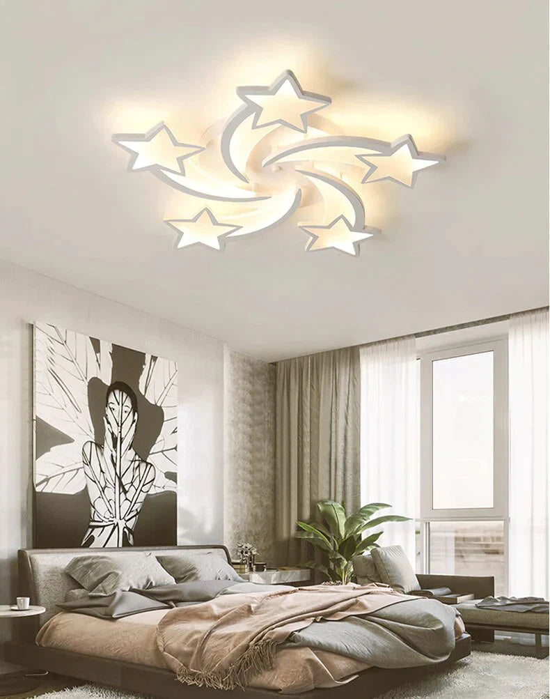 Iralan Modern Led Chandelier Art Deco Room Indoor Lamp White Star For Living Dining Bedroom Kid’s