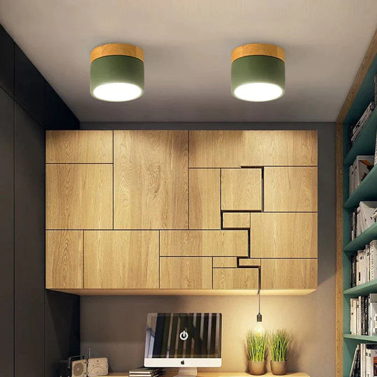 Ceiling Lights Iron&amp;Wood Lamp For Living Room Bedroom Kitchen Corridor Home Deco 7W Led Spot Light