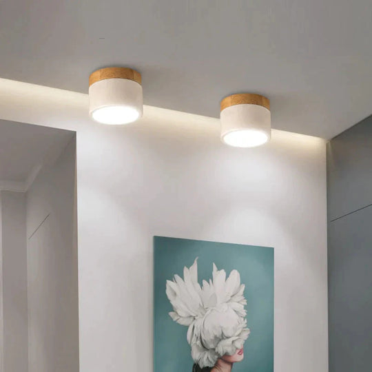 Ceiling Lights Iron&amp;Wood Lamp For Living Room Bedroom Kitchen Corridor Home Deco 7W Led Spot Light