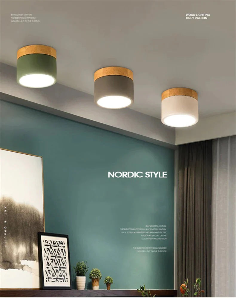 Ceiling Lights Iron&amp;Wood Lamp For Living Room Bedroom Kitchen Corridor Home Deco 7W Led Spot Light