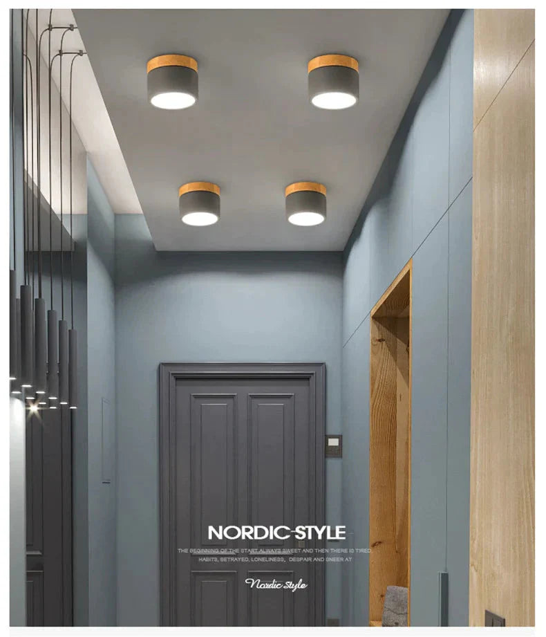 Ceiling Lights Iron&amp;Wood Lamp For Living Room Bedroom Kitchen Corridor Home Deco 7W Led Spot Light