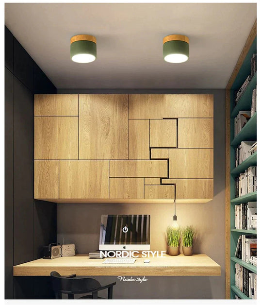 Ceiling Lights Iron&amp;Wood Lamp For Living Room Bedroom Kitchen Corridor Home Deco 7W Led Spot Light