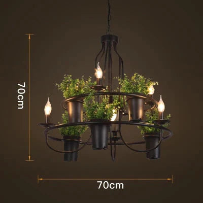 Vintage Lamp Plant Flowerpot 4/7 Head Iron Pendant Lamp Art E14 Light Creative Restaurant Cafe Bar