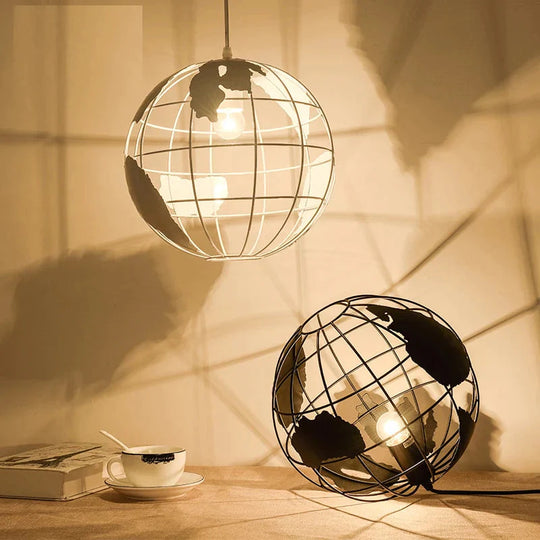 Nordic Led Globe Pendant Lamp Iron Black / White Cafe Living Room Bar Office Ceiling Children