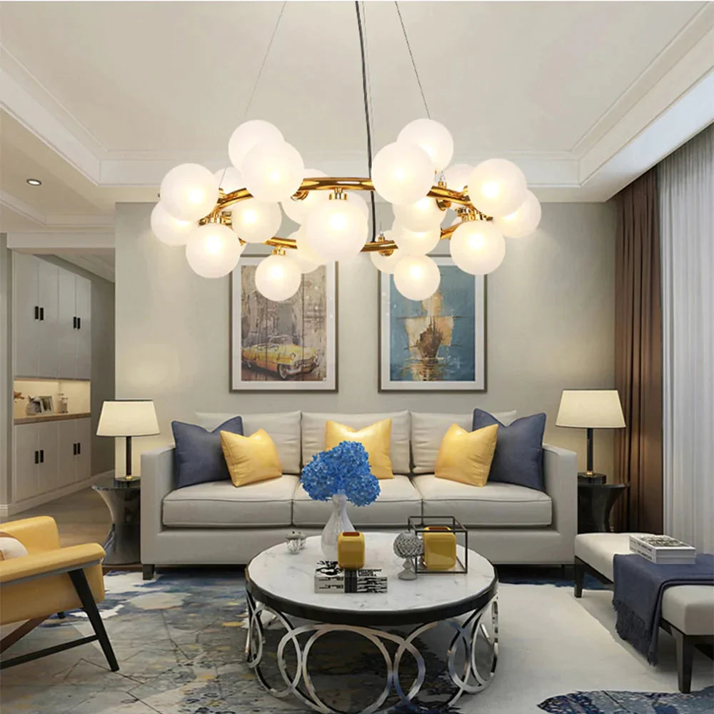 Nordic Ball Molecular Chandelier Gold Led Flash Ceiling Modern Luxury Lotus Living Room / Dining