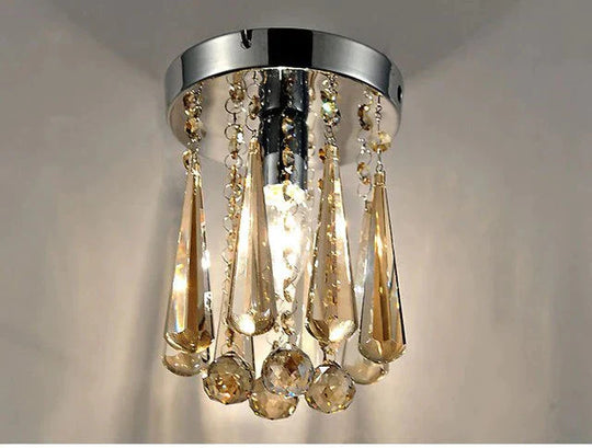 Crystal Ceiling Light Flush Mount Fixture Lamp With Beads For Bedroom Hallway Living Room Kitchen