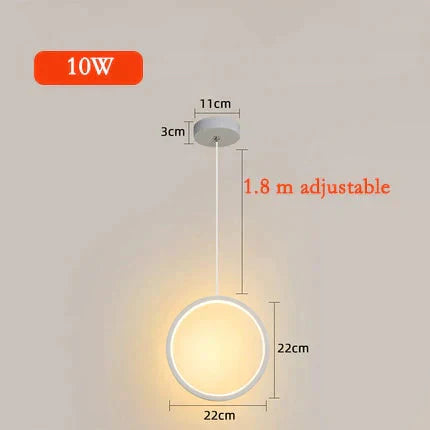 Ring Pendant Light Minimalist /Creative /Personality Bedroom Bedside Led Lights Long Line Hanging