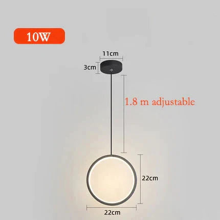 Ring Pendant Light Minimalist /Creative /Personality Bedroom Bedside Led Lights Long Line Hanging