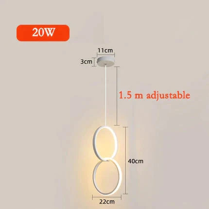 Ring Pendant Light Minimalist /Creative /Personality Bedroom Bedside Led Lights Long Line Hanging